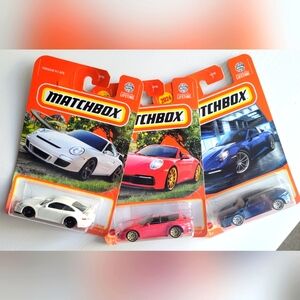 Porsche 911 Gt3, Carrera Cabriolet, Targa 4 Matchbox Hotwheels 1/64 Diecast Set